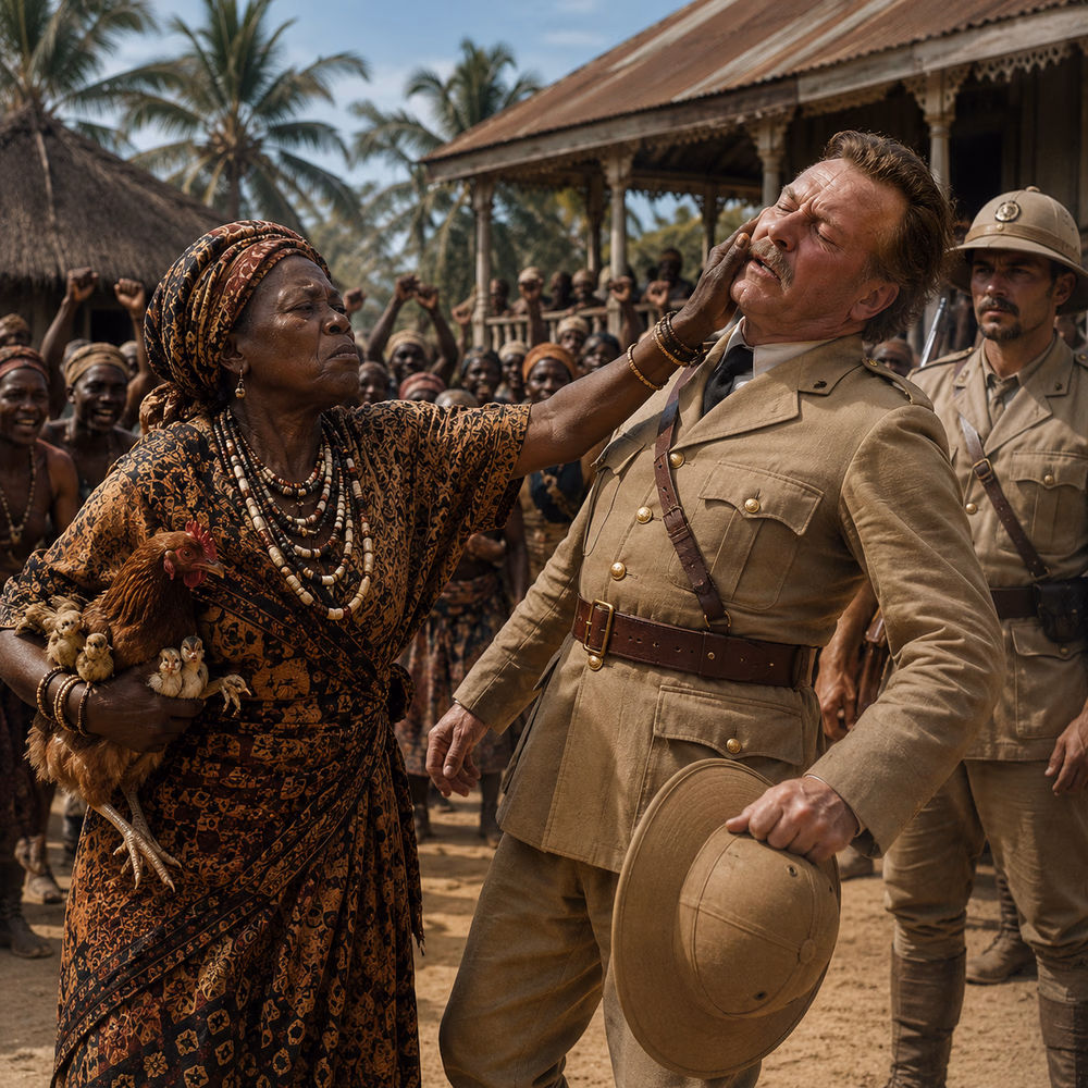 Mekatilili wa Menza confronts Arthur Champion at Chakama as jubilant Giriama witnesses her fearless defiance.