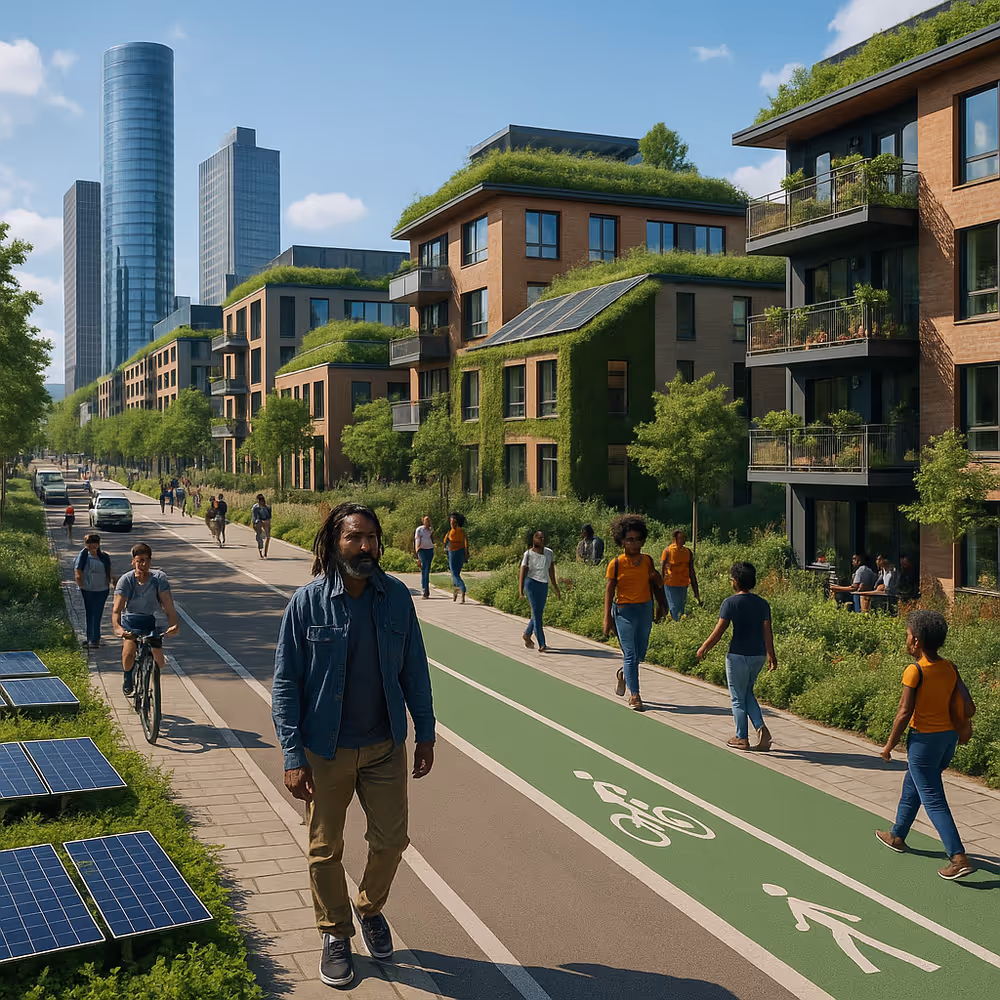 Hands cupping a small Earth with a green seedling sprouting, representing ecological regeneration and ancestral stewardship.