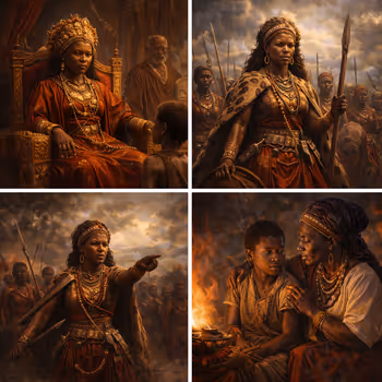 African women leaders across regions stand united in defense of land, lineage, and sovereignty, symbolizing enduring matriarchal authority.