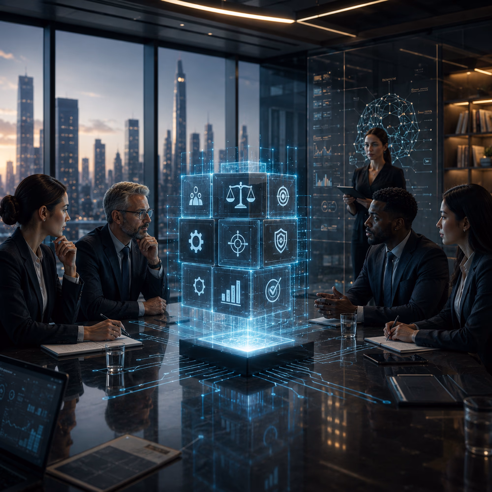 Corporate leaders debate AI governance, embedding ethical values into systems that shape future institutions and society.