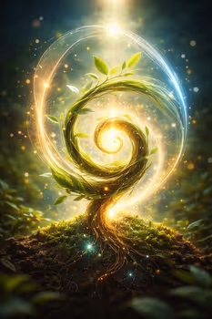 Abstract visual symbolizing regeneration, continuity, and long-term stewardship