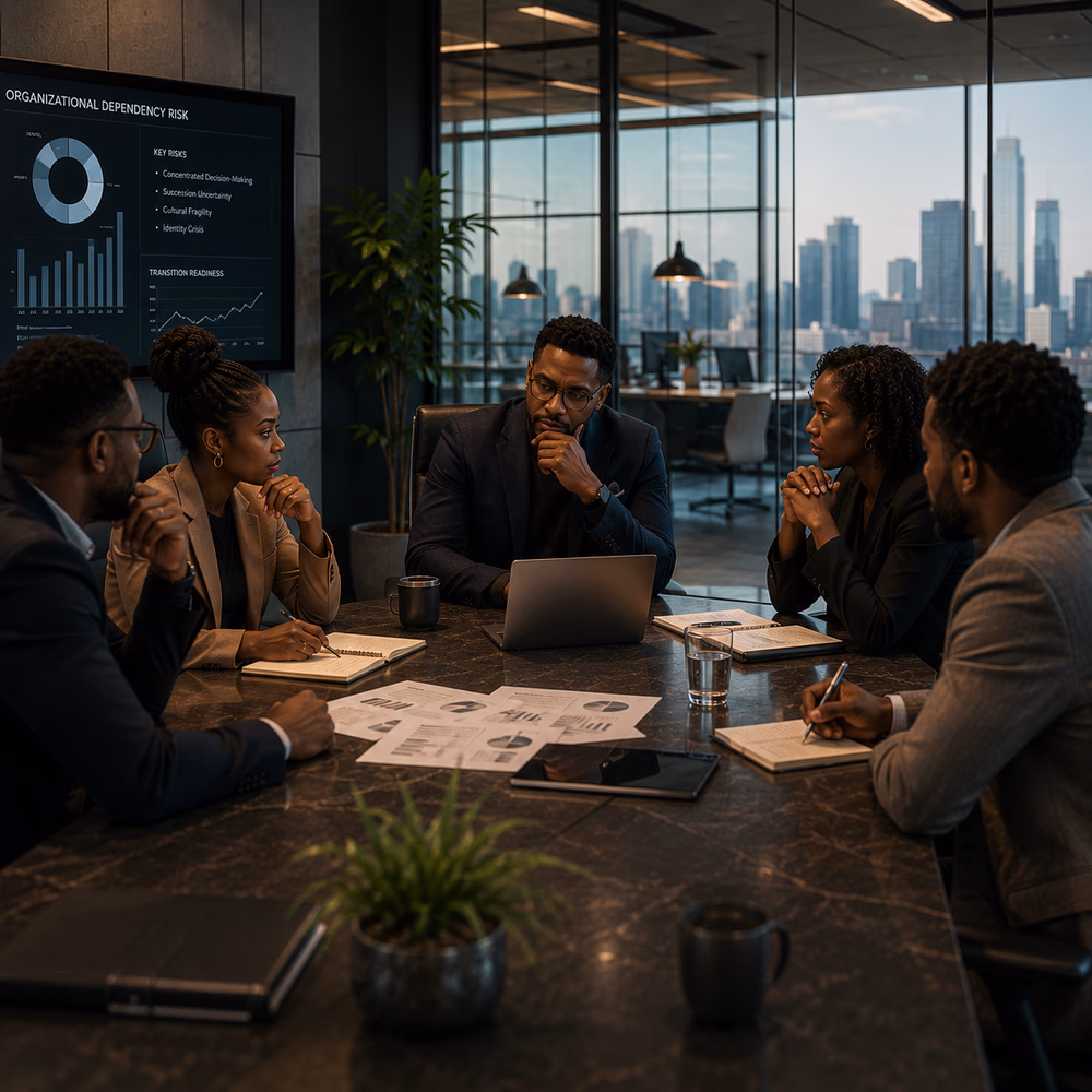 Black executives discuss succession planning, highlighting the risks of founder dependency and centralized leadership.