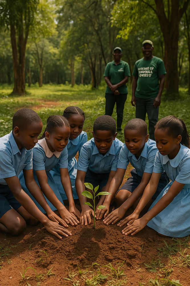 Children planting trees — future caretakers
